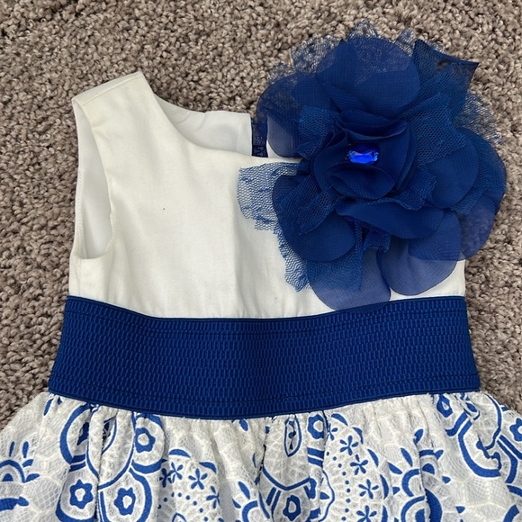 ZOE LTD Blue & White Floral Formal Toddler Dress - Picture 2 of 7